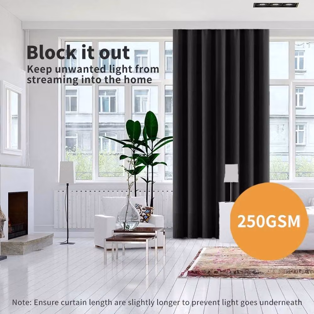 VOGREX Black Thermal Blockout Eyelet Curtains, W: 167 cm, H: 183 cm – 4