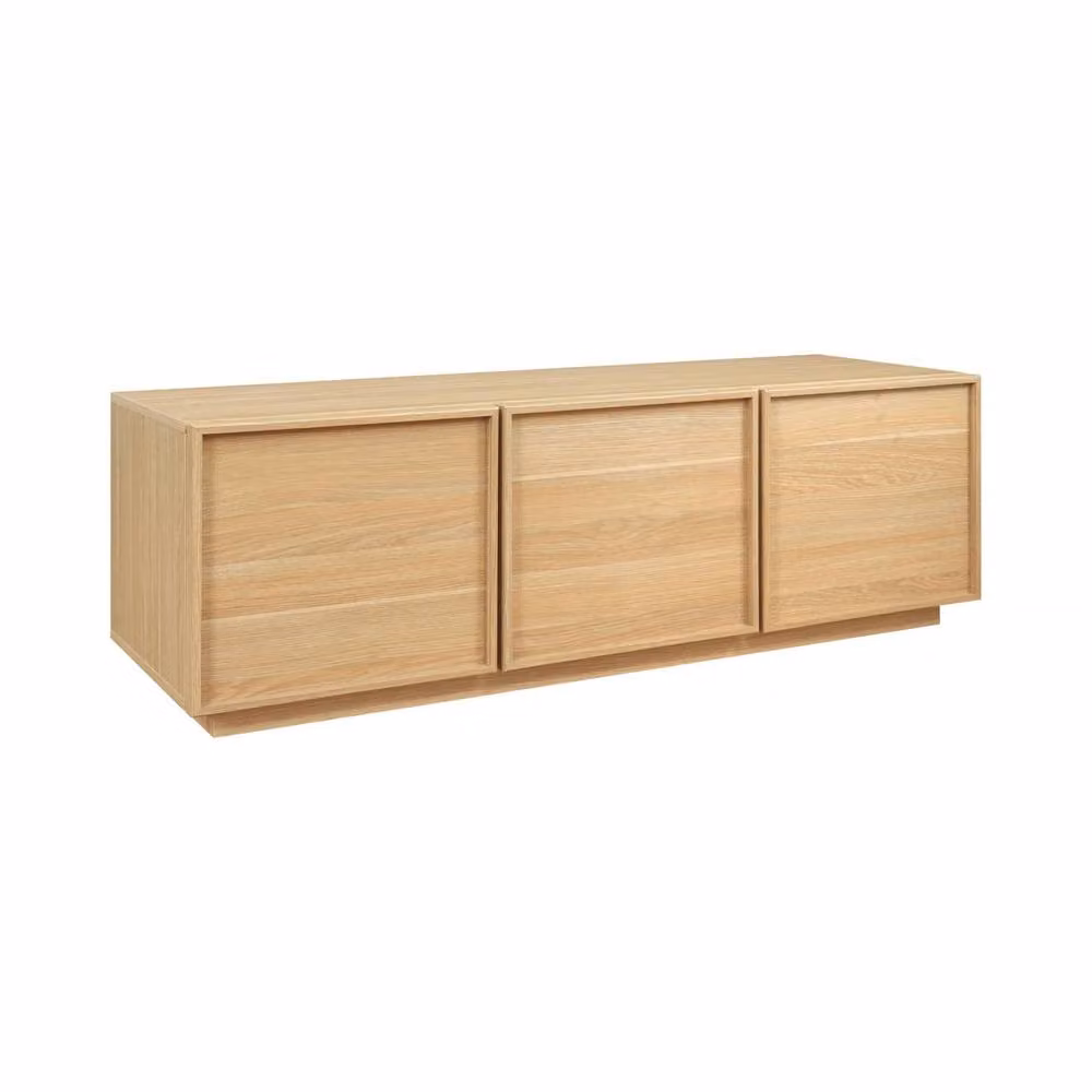 Sweek 3-Door Natural Wood-Effect TV Unit in Beige, W: 140 cm, D: 43 cm, H: 45 cm – 2