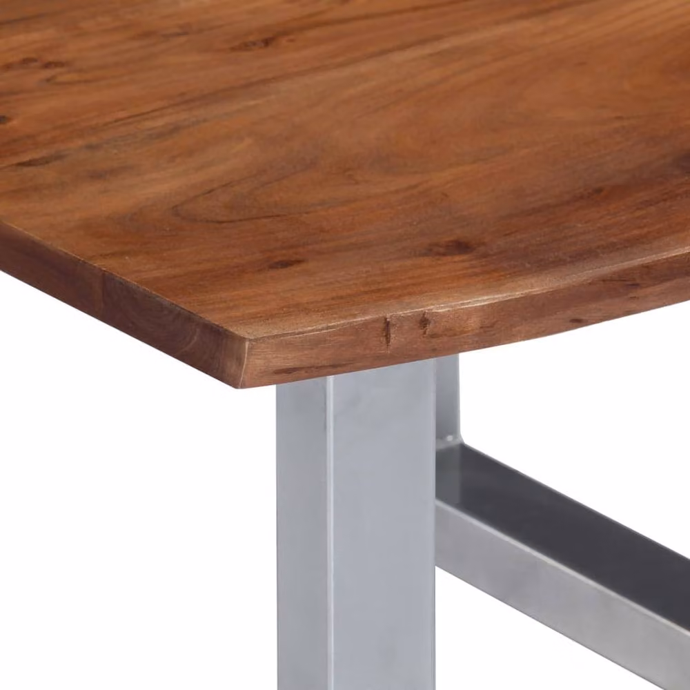 Berkfield Home Sturdy Live Edge Coffee Table in Brown Solid Acacia Wood W/D/H: 60 x 60 x 40 cm – 3