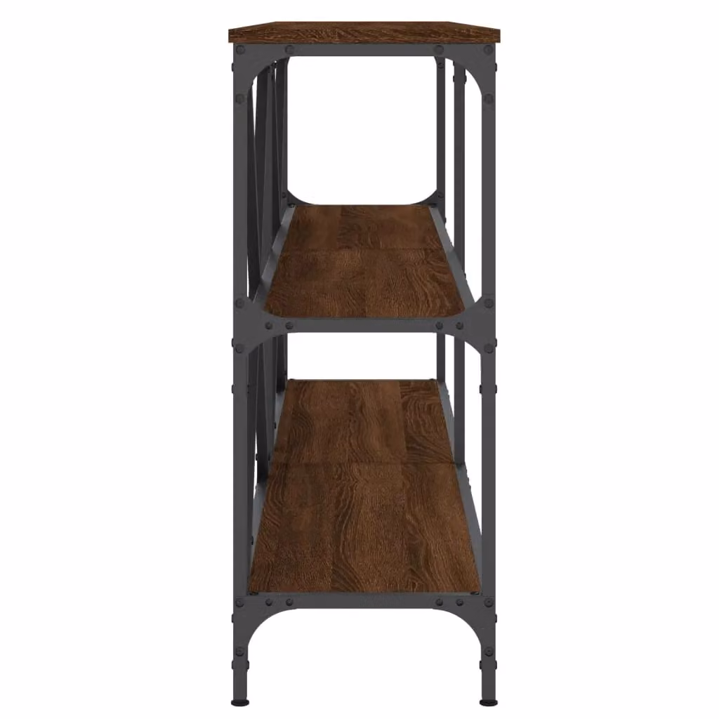 Berkfield Home Brown Oak Console Table with Iron Frame, W/D/H: 160 x 30 x 75 cm – 3