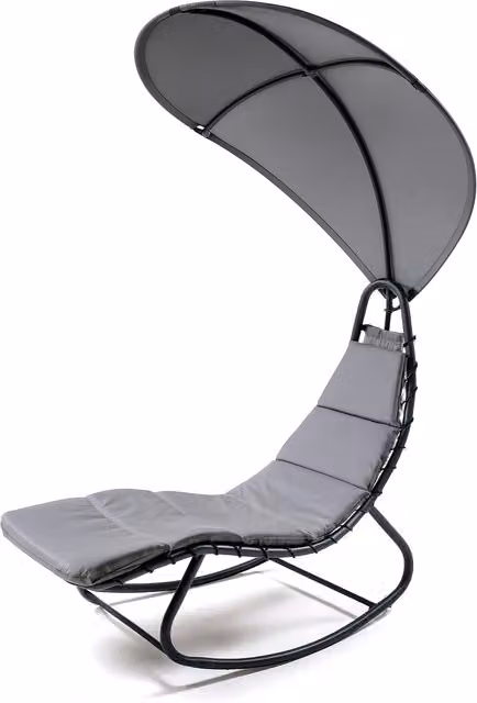 Keplin Heavy Duty Textoline Hammock Sun Lounger with Canopy in Grey