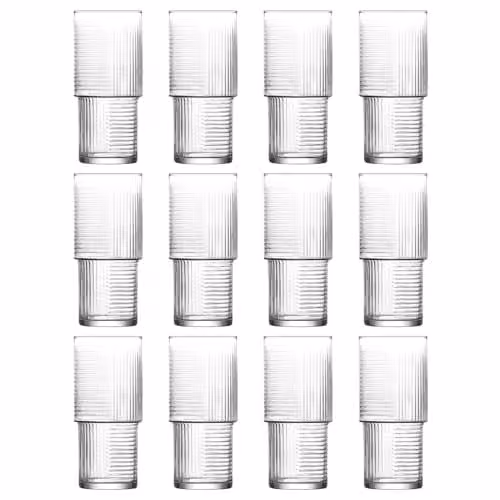 LAV Helen Stackable Highball Glassware Set, 12 x 515 ml Transparent Tumblers – 1
