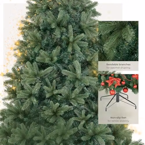 tectake Prancer Artificial Christmas Tree in Green with Metal Stand, Height: 230 cm – 3