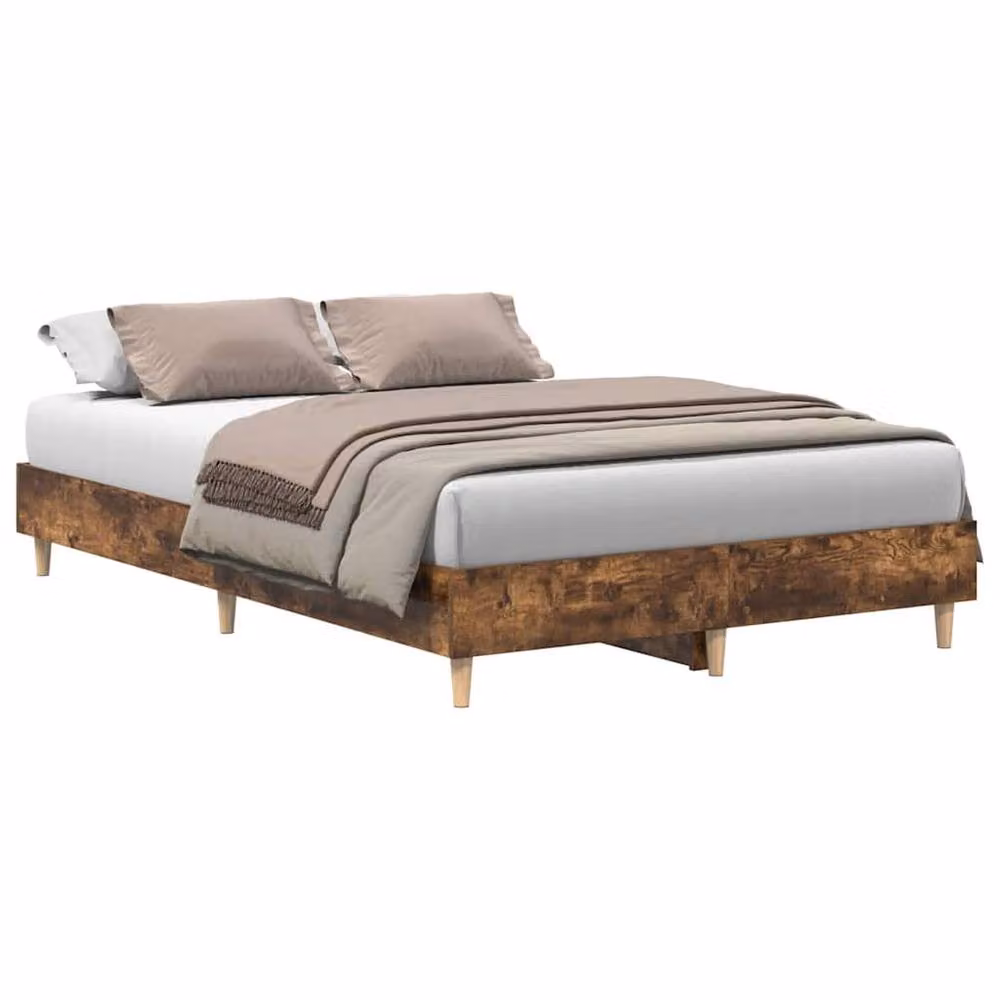 Berkfield Home Durable Smoked Oak Bed Frame in Brown, W/D/H: 140 x 190 cm – 2