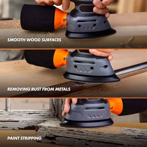 VonHaus 140W Detail Palm Sander in Grey and Orange – 6
