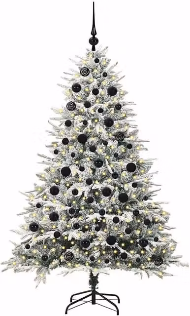 Berkfield Home Realistic Pre-lit Artificial Christmas Tree with Ball Set in Green and White, Height: 180 cm – 1