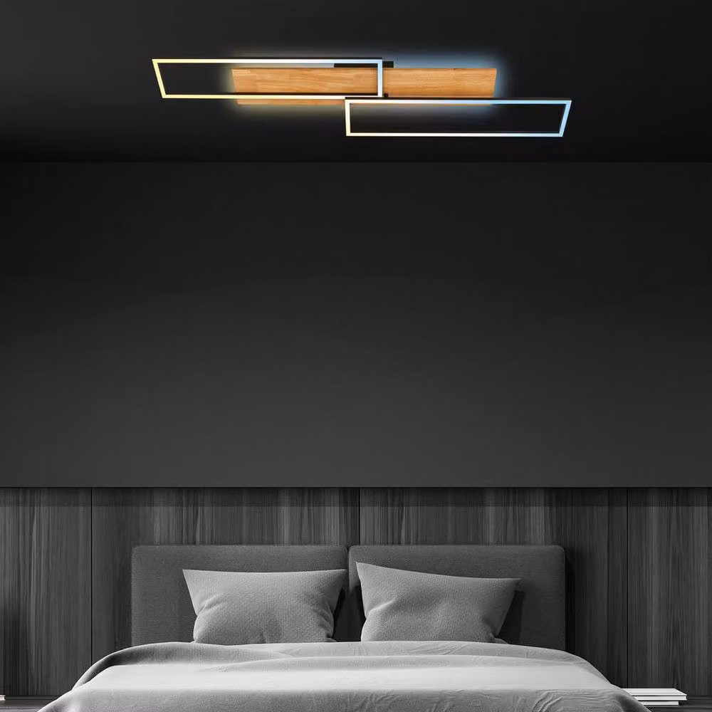 Briloner Modern LED Ceiling Light with Remote Control and CCT, 4100lm, Light Oak and Black – 5