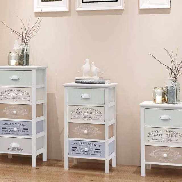 Berkfield Home French Style Wood Storage Cabinet with 4 Drawers in White – 1