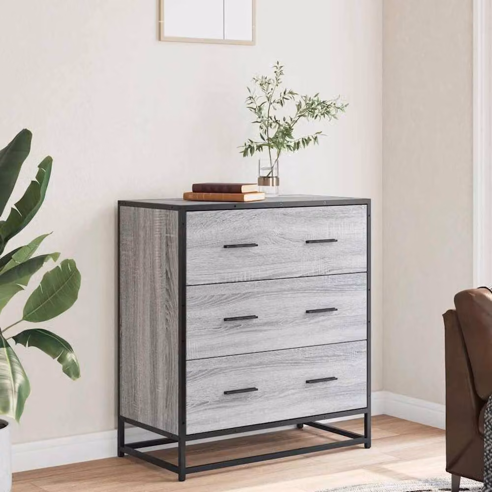 Berkfield Home Grey Sonoma Sideboard in Engineered Wood and Metal, W/D/H: 68 x 35 x 76 cm – 3