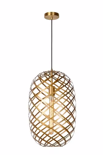 Lucide Wolfram Pendant Light in Matt Gold/Brass, Diameter: 32 cm – 1