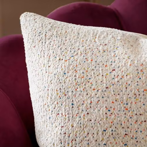 furn Hali Square Velvet and Polyester Filled Cushion in White, W/D/H: 45 x 45 x 45 cm – 3