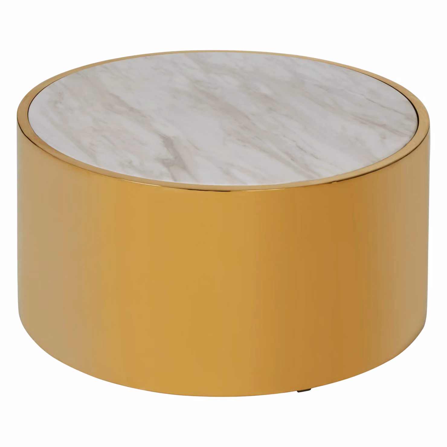 Orsina Luxury Round White and Gold Marble Effect Coffee Table – 2