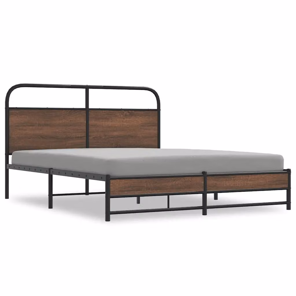 Berkfield Home Bed Frame in Brown Oak, W: 150 cm, D: 200 cm – 2