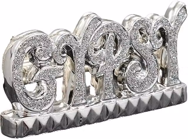 DEENZ Silver Crystal Crushed Jewel Diamond Gypsy Sparkle Tabletop Ornament
