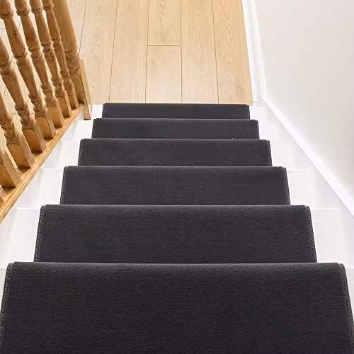 runrug Soft and Durable Stair Runner Carpet in Dark Grey, W: 60 cm, L: 720 cm – 6