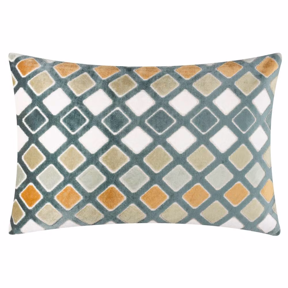 furn Metro Diamond Velvet Rectangular Cushion in Green, W/D/H: 60 x 40 x 40 cm – 2