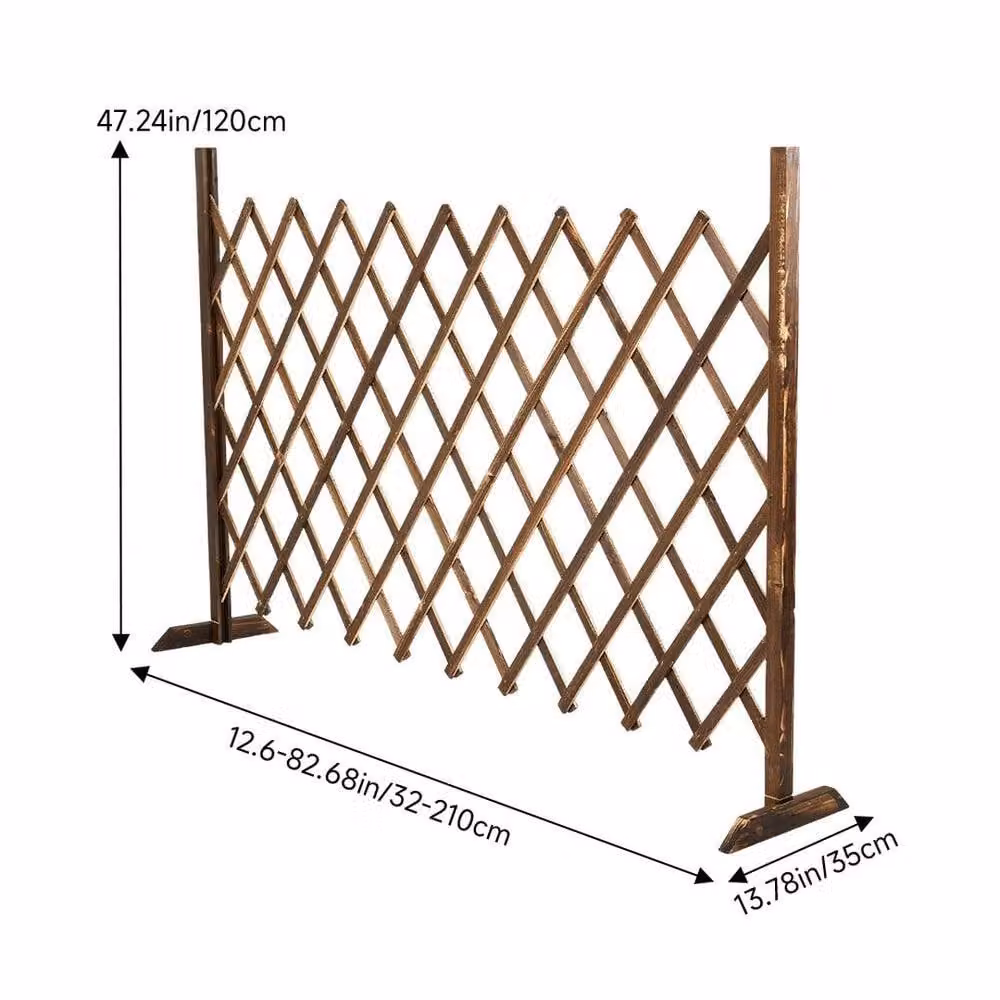 NESTLUNE Brown Woven Wooden Expanding Trellis Climbing Plants Fence, W: 100 cm, H: 35 cm – 2