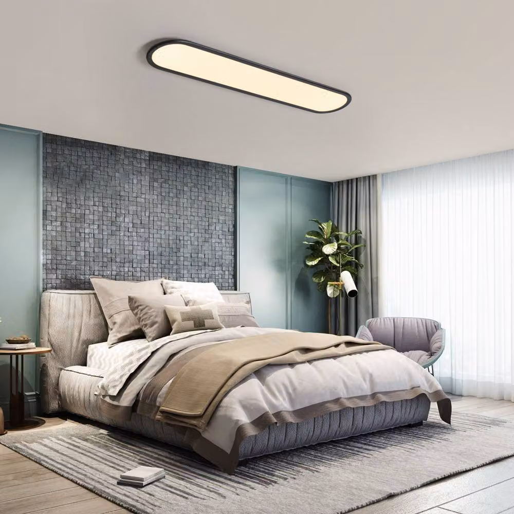 Garwarm Gracious Multicolour LED Integrated Flush Mount Ceiling Light with Remote Control and Dimmer, Black/White, 140 cm – 2
