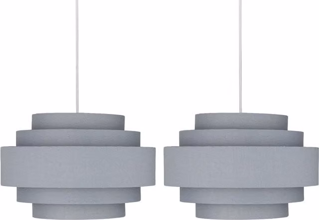First Choice Lighting Pair of Grey Fabric Cylinder Light Shades, W/D/H: 35.0 x 23.5 x 23.5 cm – 1