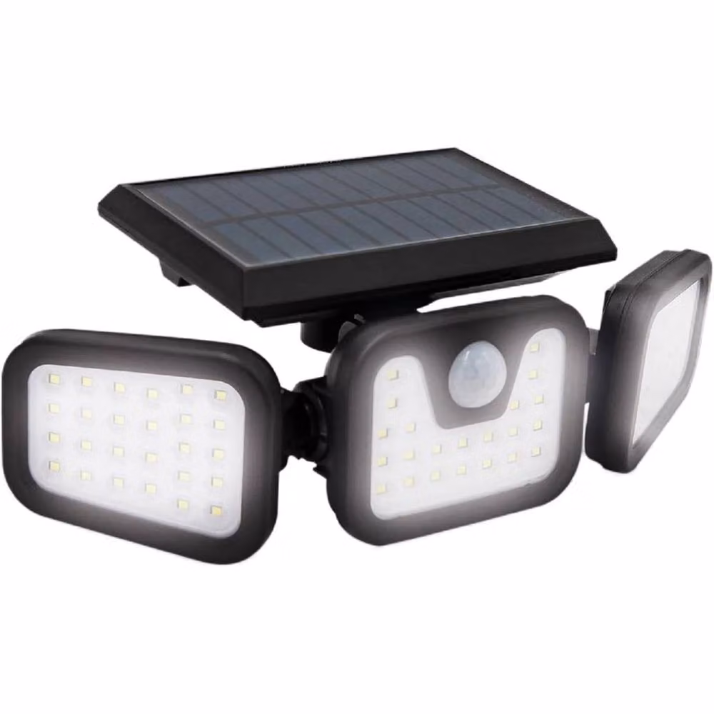SPETLEK Triple Solar Security Floodlight with 74 LED, 600LM Motion Sensor, IP65 Waterproof, Black – 3