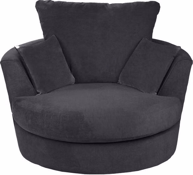 Furnishings For Less UK Casper Black Chenille 360 Degree Swivel Single Seater Chair