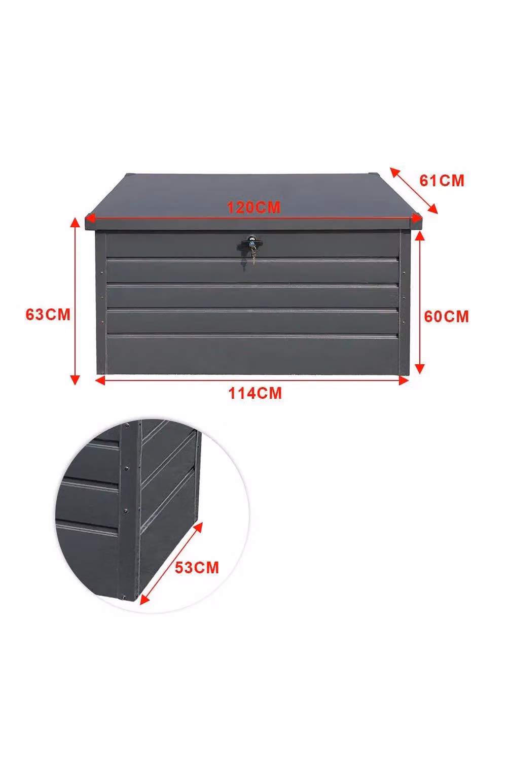 Garden Sanctuary Lockable Steel Outdoor Garden Storage Box in Black and Anthracite Matt Finish – 4