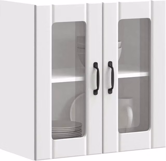Berkfield Home Lucca White Kitchen Wall Cabinet with Glass Doors and Internal Shelves