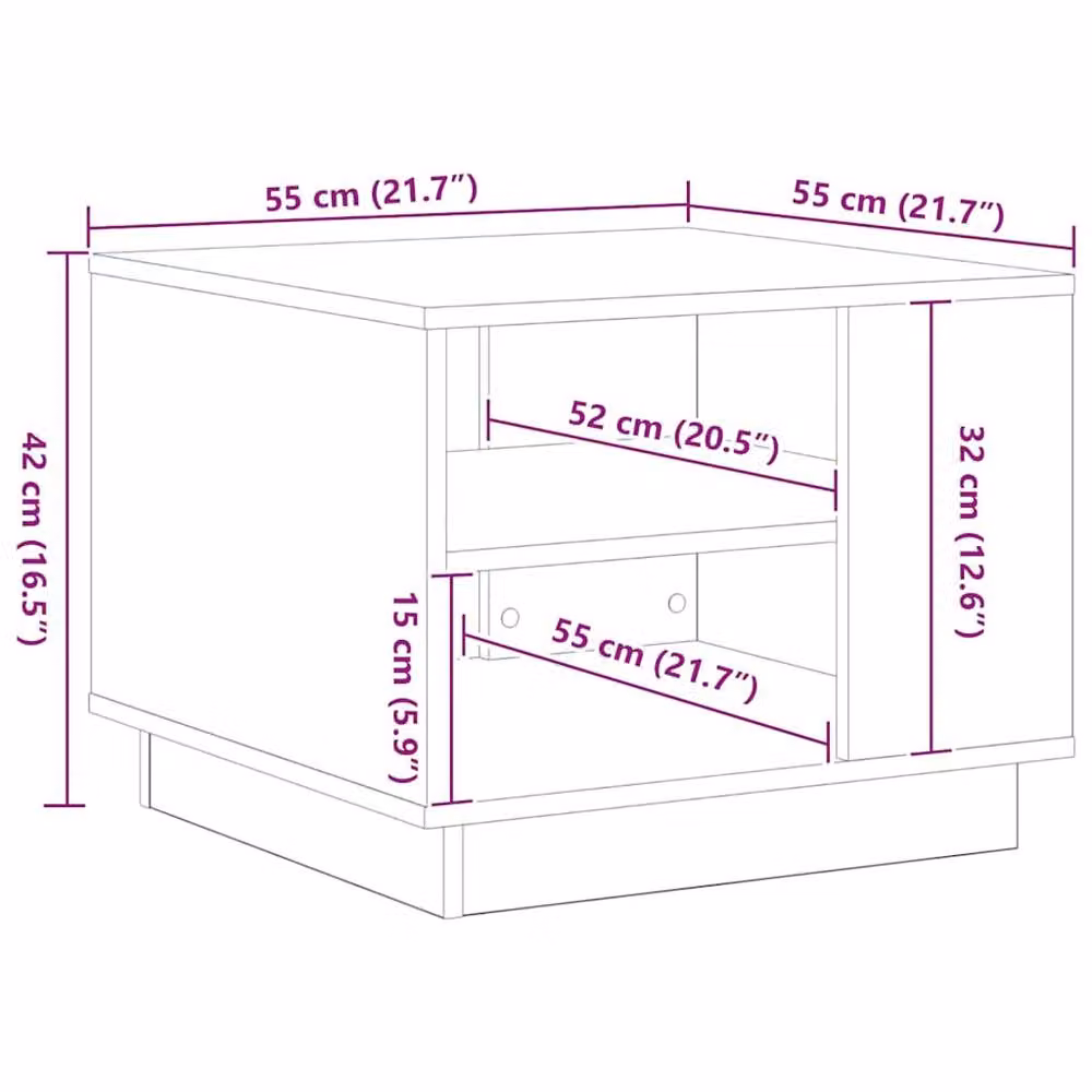 Berkfield Home Black Oak Coffee Table, W/D/H: 55 x 55 x 42 cm – 6