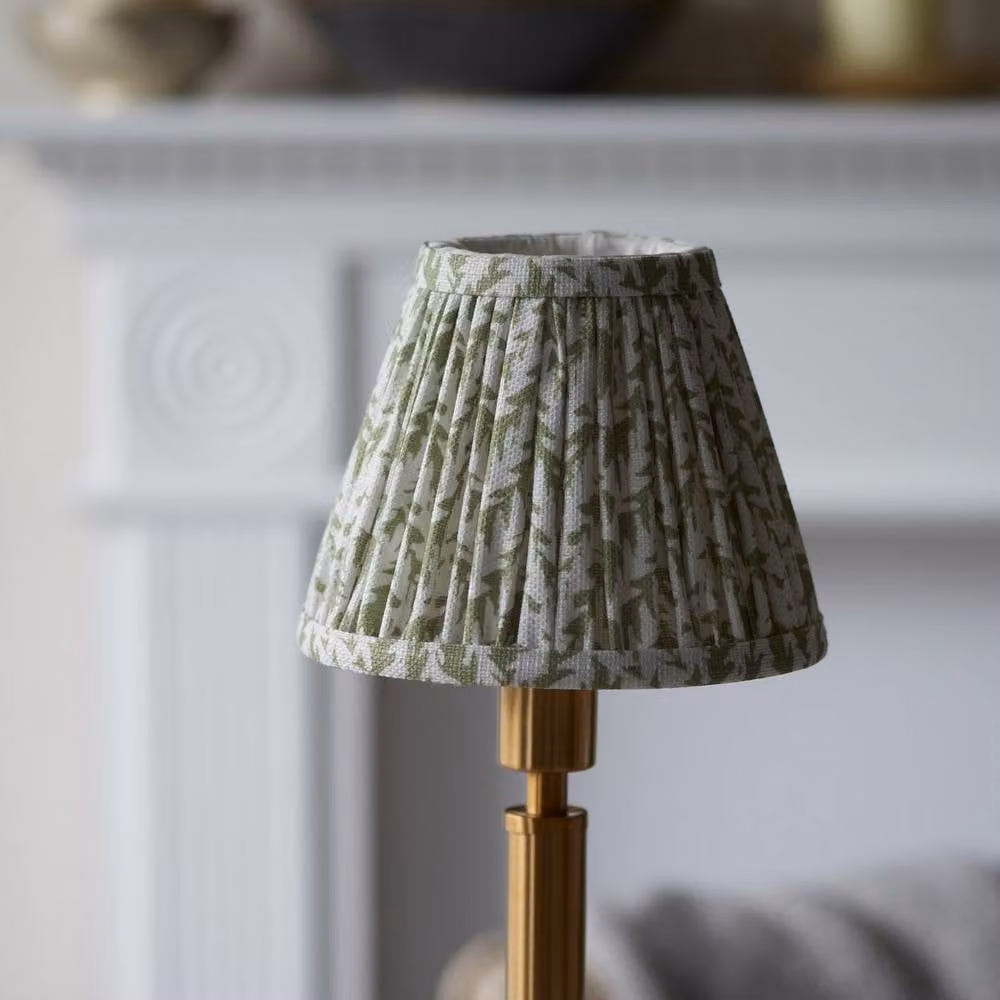 Netlighting Upton Rechargeable LED Table Lamp with Green Leaf Shade and Gold Brass Finish – 3