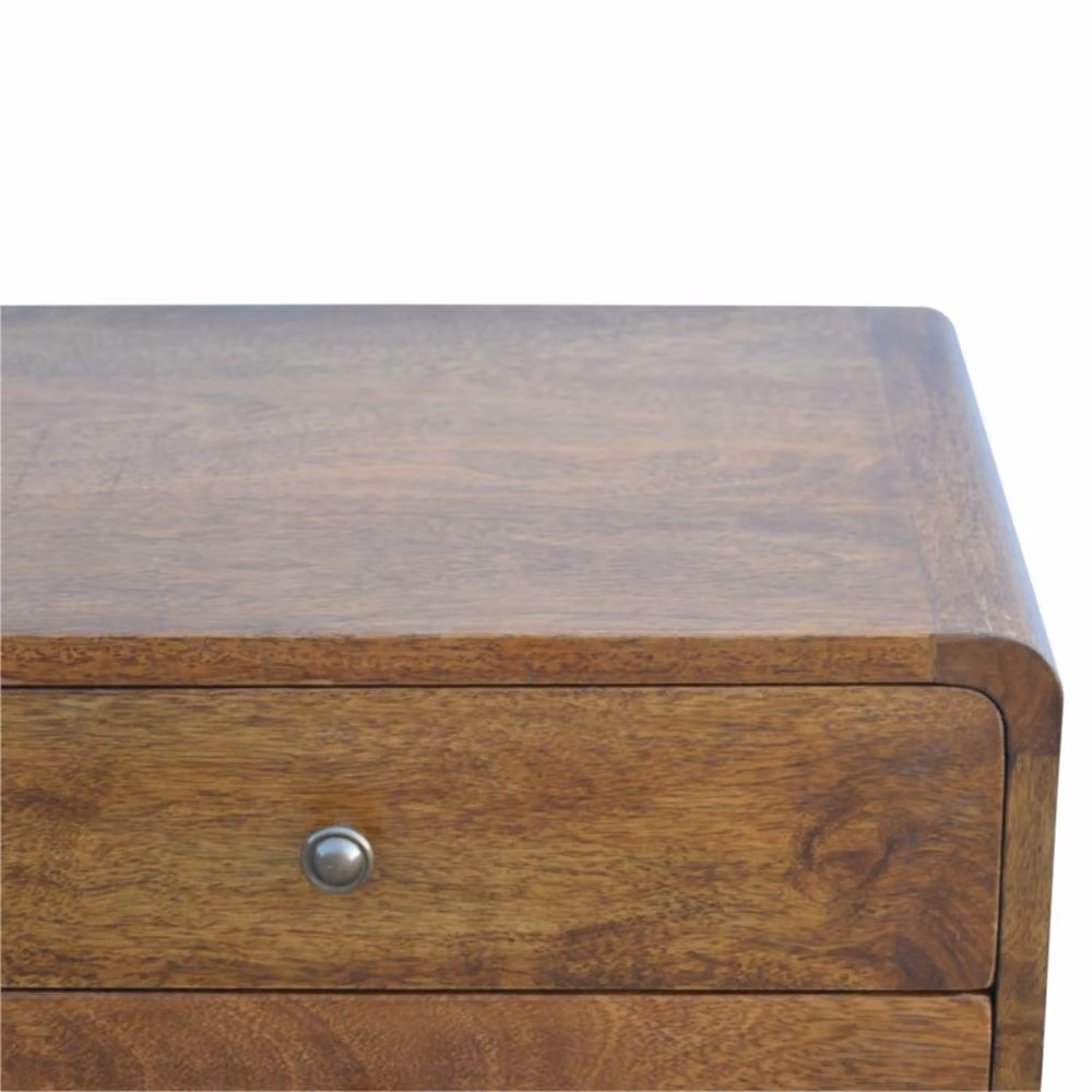 Direct Wicker Chestnut Curved Bedside Table with 2 Drawers in Dark Brown, W/D/H: 45.0 x 35.0 x 55.0 cm – 3