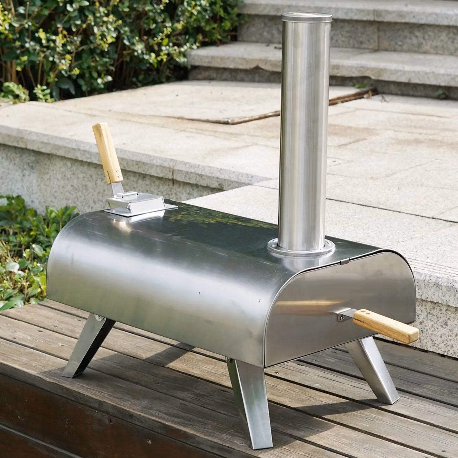 Gr8 Garden Portable 12 inch Wood Pellet Pizza Oven and BBQ Stainless Steel Outdoor Grill in Silver W/D/H: 68.5 x 36.5 x 63.0 cm – 3