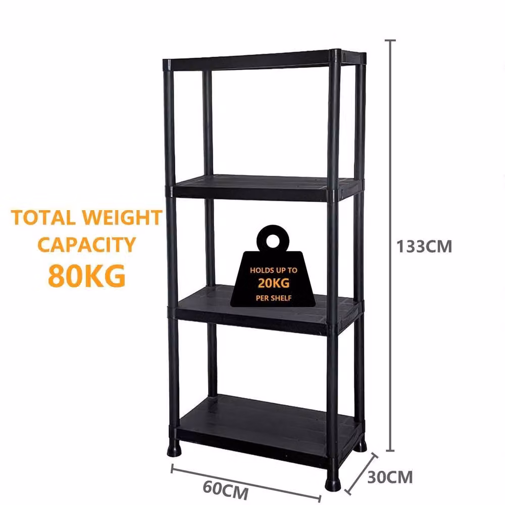 SPETLEK 3 Tier Plastic Freestanding Home Storage Shelving Unit in Black – 2
