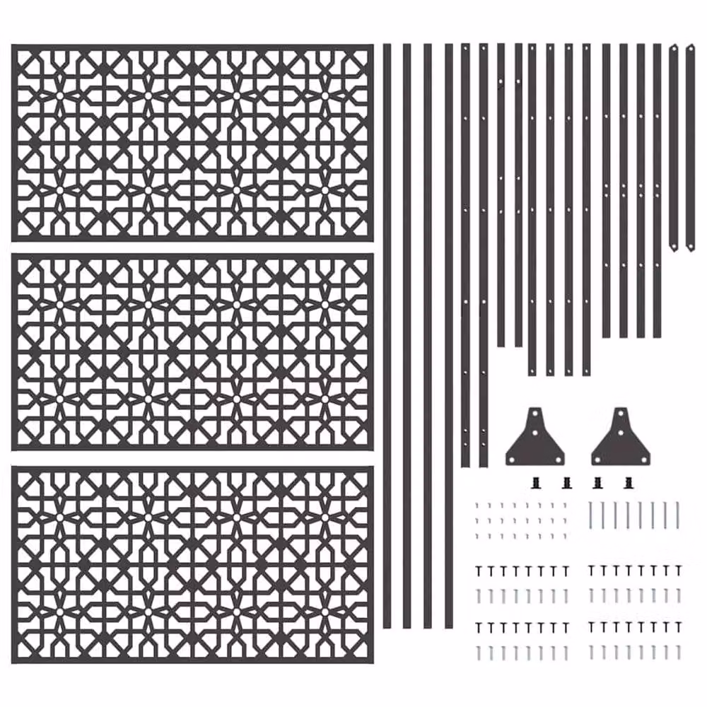 Berkfield Home Elegant Black Steel Privacy Screen, W: 100 cm, D: 50 cm, H: 180 cm – 4