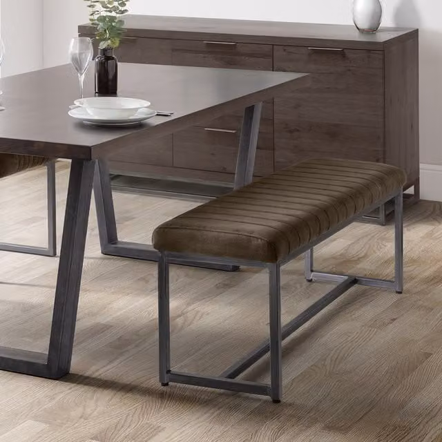 Julian Bowen Brooklyn 2 Seater Upholstered Dining Bench in Grey Microfibre, Width: 121 cm – 2