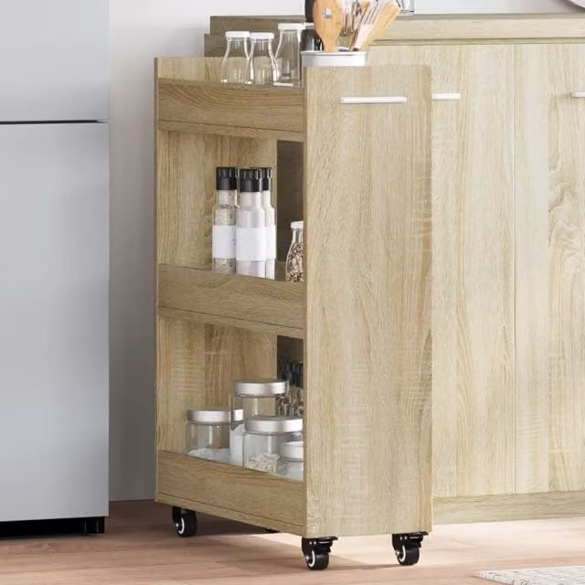 Berkfield Home Cabinet with Wheels in Sonoma Oak Brown, W/D/H: 60 x 22 x 79 cm – 1