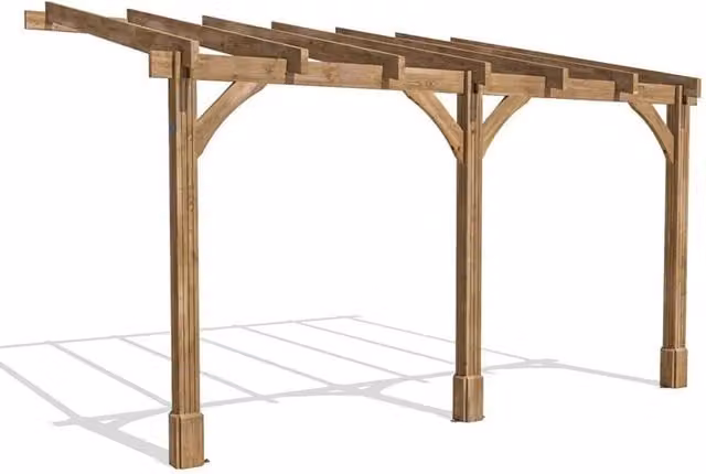 Dunster House Brown Wooden Lean To Pent Pergola Kit