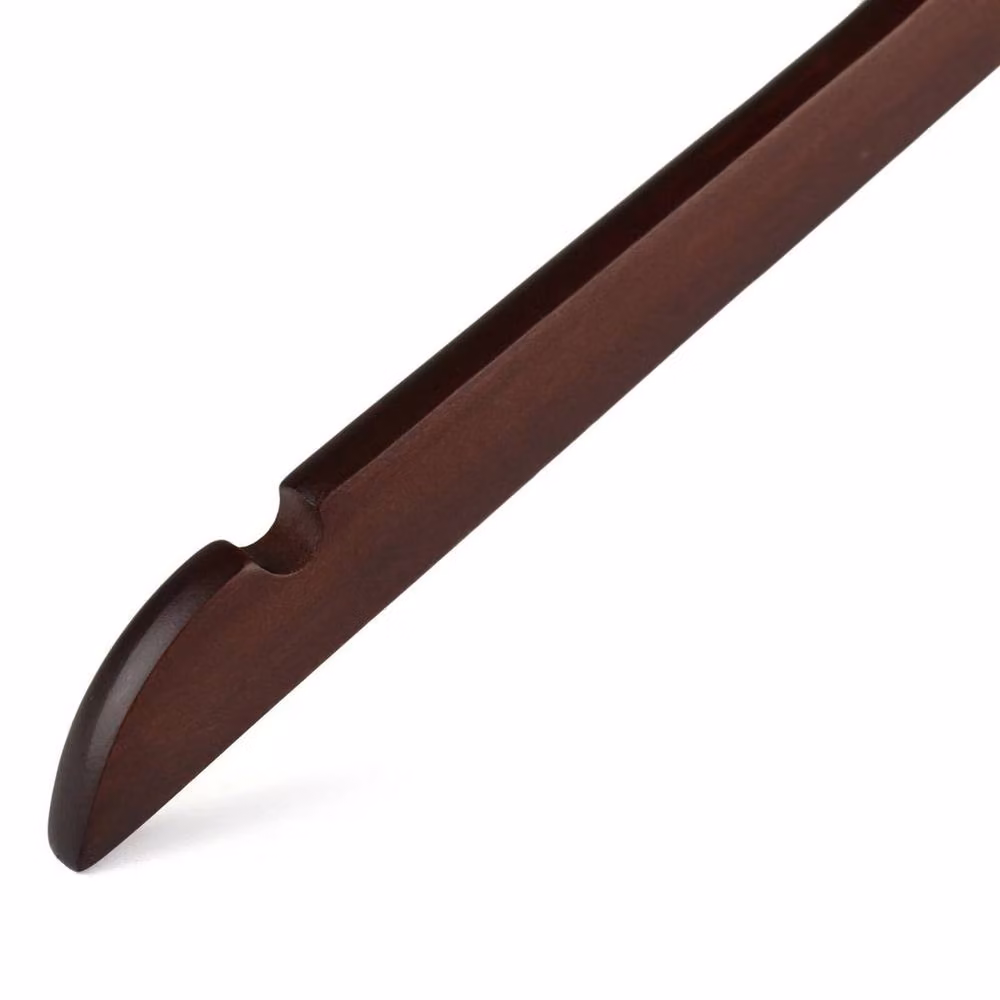 Pawnora Brown Wooden Flat Coat Hangers with Notches – 3