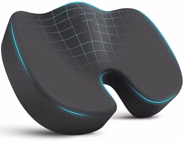 VOGREX Orthopaedic Memory Foam Wedge Seat and Back Cushion for Coccyx Pain Relief in Black