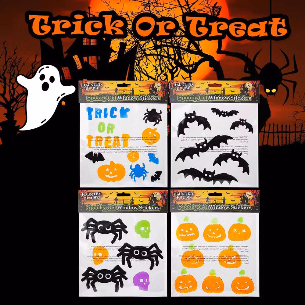 VFM e-Store Halloween Spooky Character Theme Gel Window Stickers, 4 Pack, Multicolour – 3