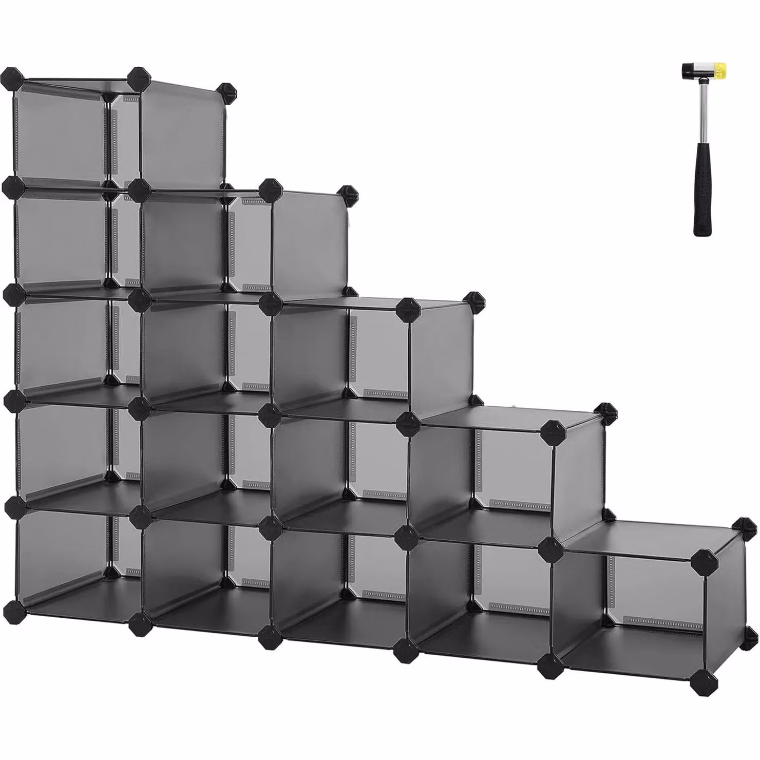 SONGMICS 16-Cube DIY Stackable Storage System Closet Divider in Grey – 5