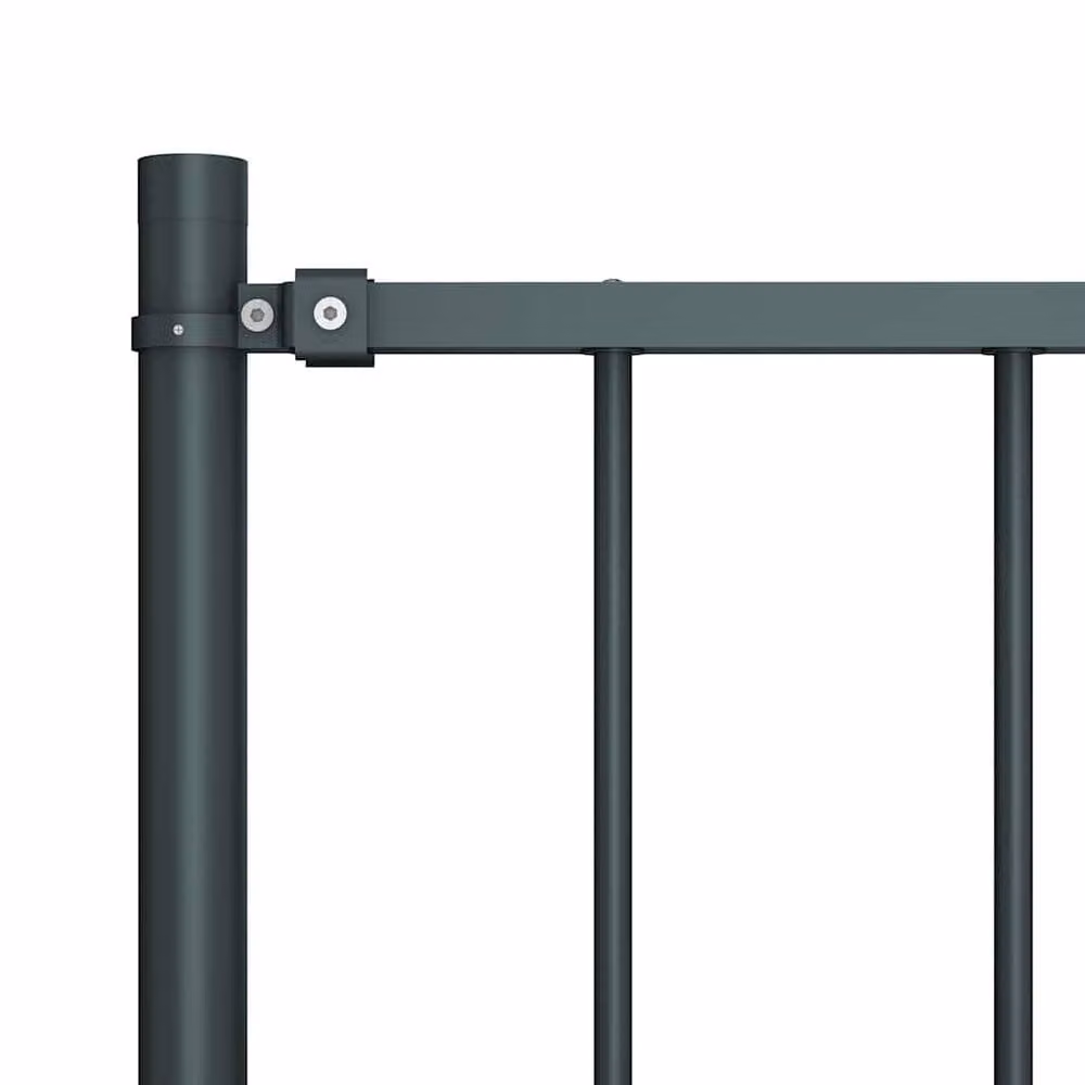 Berkfield Home Powder-coated Steel Fence Panel with Posts, Anthracite Dark Grey, H: 170 cm, W: 75 cm – 2