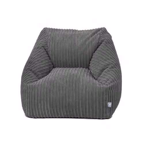 rucomfy Jumbo Cord Snuggle Bean Bag Chair for Kids and Teenagers in Grey