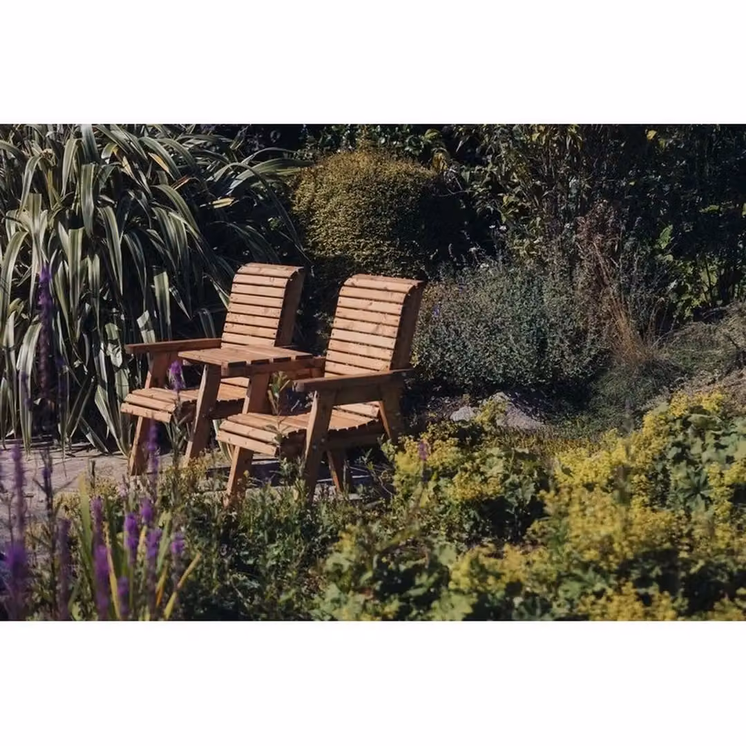 Churnet Valley Garden Furniture Ltd Valley Love Seat Square Rustic Pine Garden Bench in Brown, W/D/H: 170 x 100 x 70 cm – 2