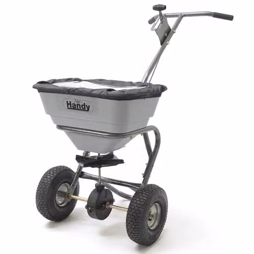 The Handy THS70HDUTY Heavy Duty Garden Spreader for Fertiliser and Seed with 32kg Hopper in Grey