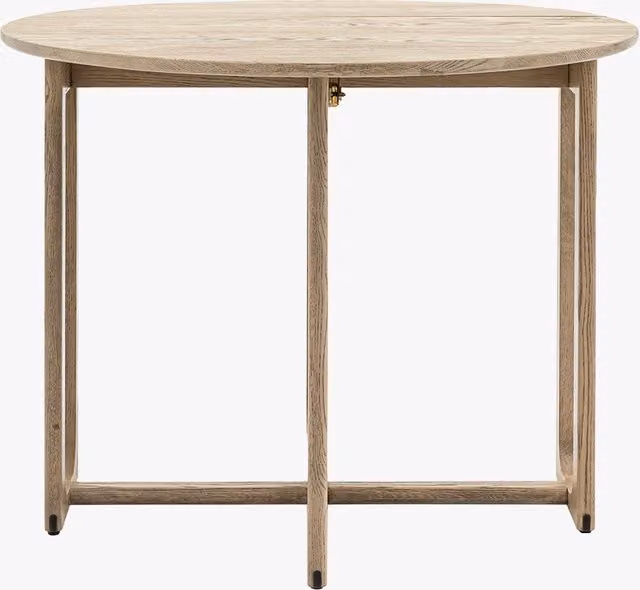 Perch & Parrow Whittle Round Folding Dining Table in Brown Oak Wood