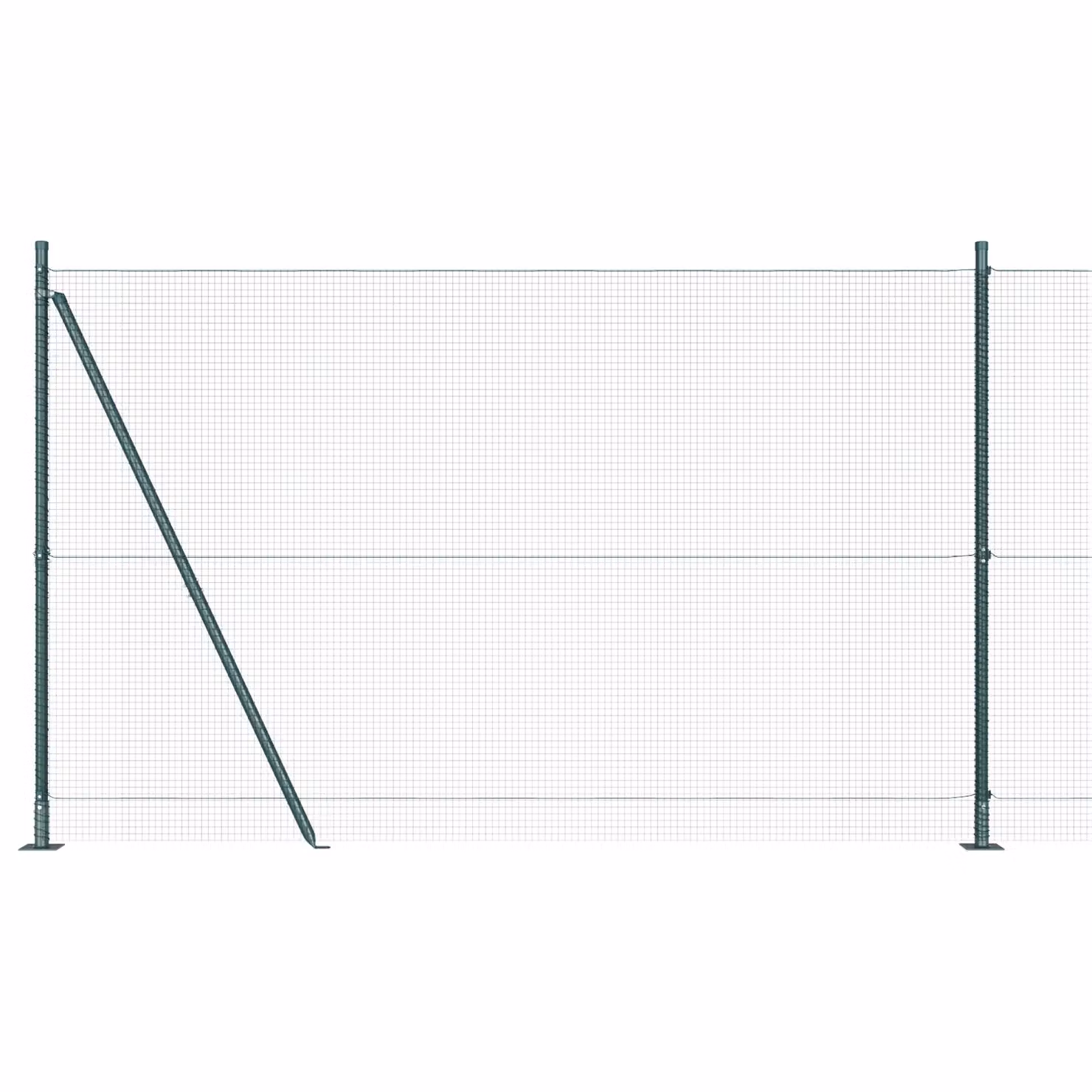 Berkfield Home Green Steel Welded Wire Fence with 13 Flanged Posts, 1.4 x 50 m – 3