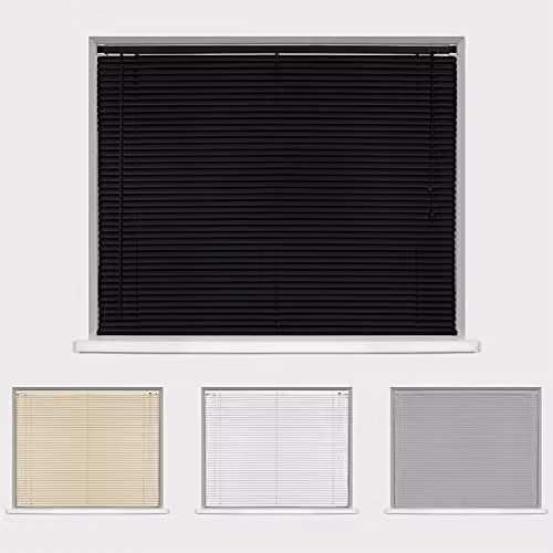 Caecus Black PVC Venetian Blinds, Width: 180 cm, Drop: 150 cm