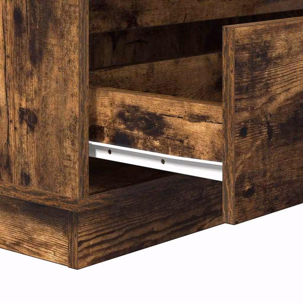 Berkfield Home Modern Bedside Cabinet with Integrated LED Lighting in Smoked Oak Brown, W/D/H: 71 x 34.5 x 75 cm – 7
