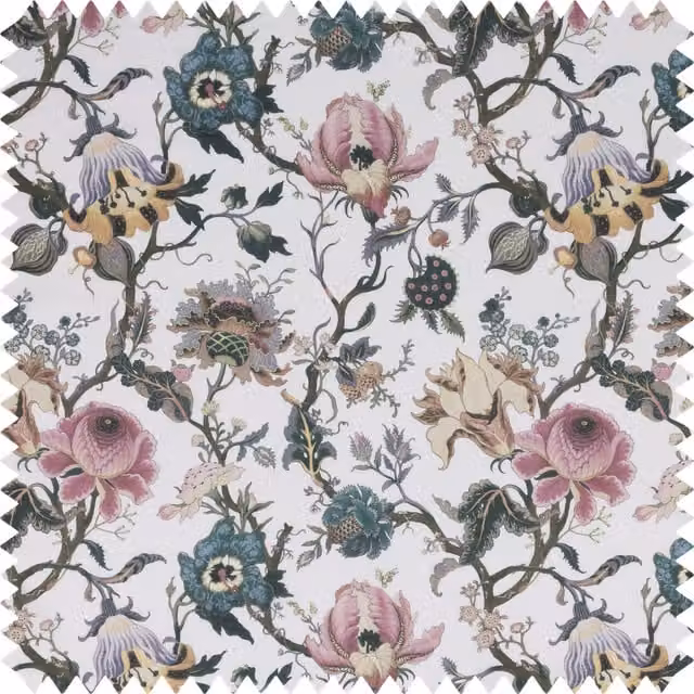 House of Hackney Artemis Sheer Floral Organic Cotton Curtains in Off White