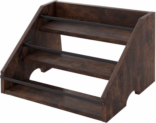 Toque Dark Brown Wooden Countertop Wine Rack and Liquor Bottle Storage Shelf – 1